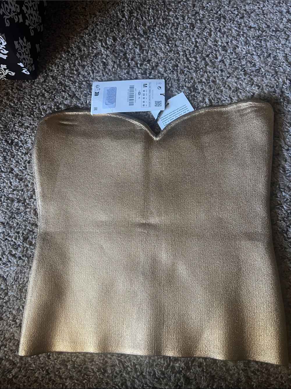 Zara Gold Strapless Knit Tank Top